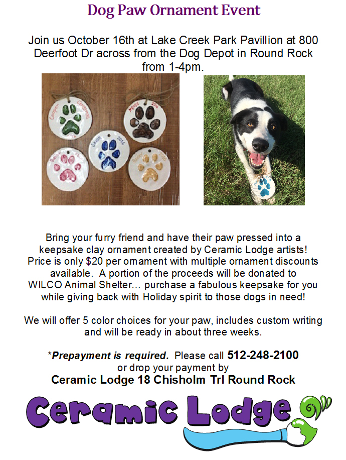 Ceramic Lodge Dog Paw Ornament Event 