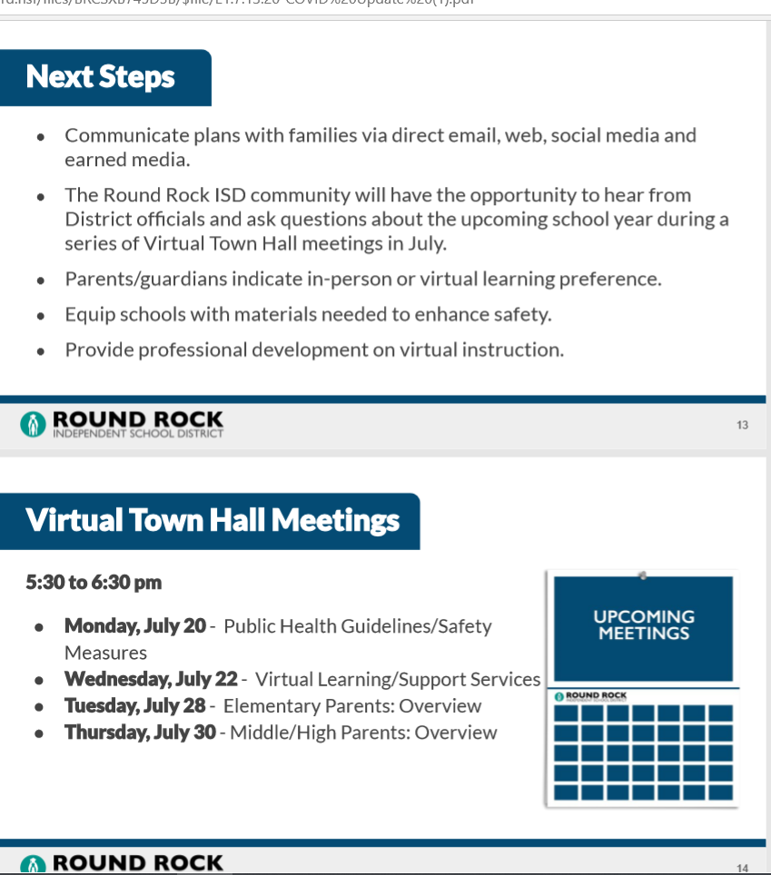 Round Rock ISD Proposed Reopening Plan 2020-2021