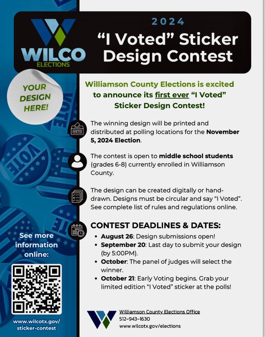 WilCo Design Contest for 2024 Elections flyer