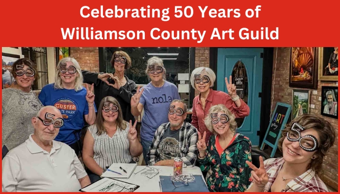 Williamson County Art Guild members celebrate the guild's 50th anniversary