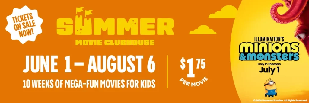 Cinemark Summer Movie Clubhouse 2026 schedule